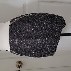 English Rose Size M Black & Gold Boucle Asymmetric Hem Mini Skirt, EUC